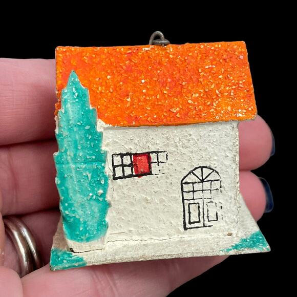 Putz Sugar House Japan Cardboard Glitter House Small Ornament Lot of 4 Vtg READ - Picture 12 of 16